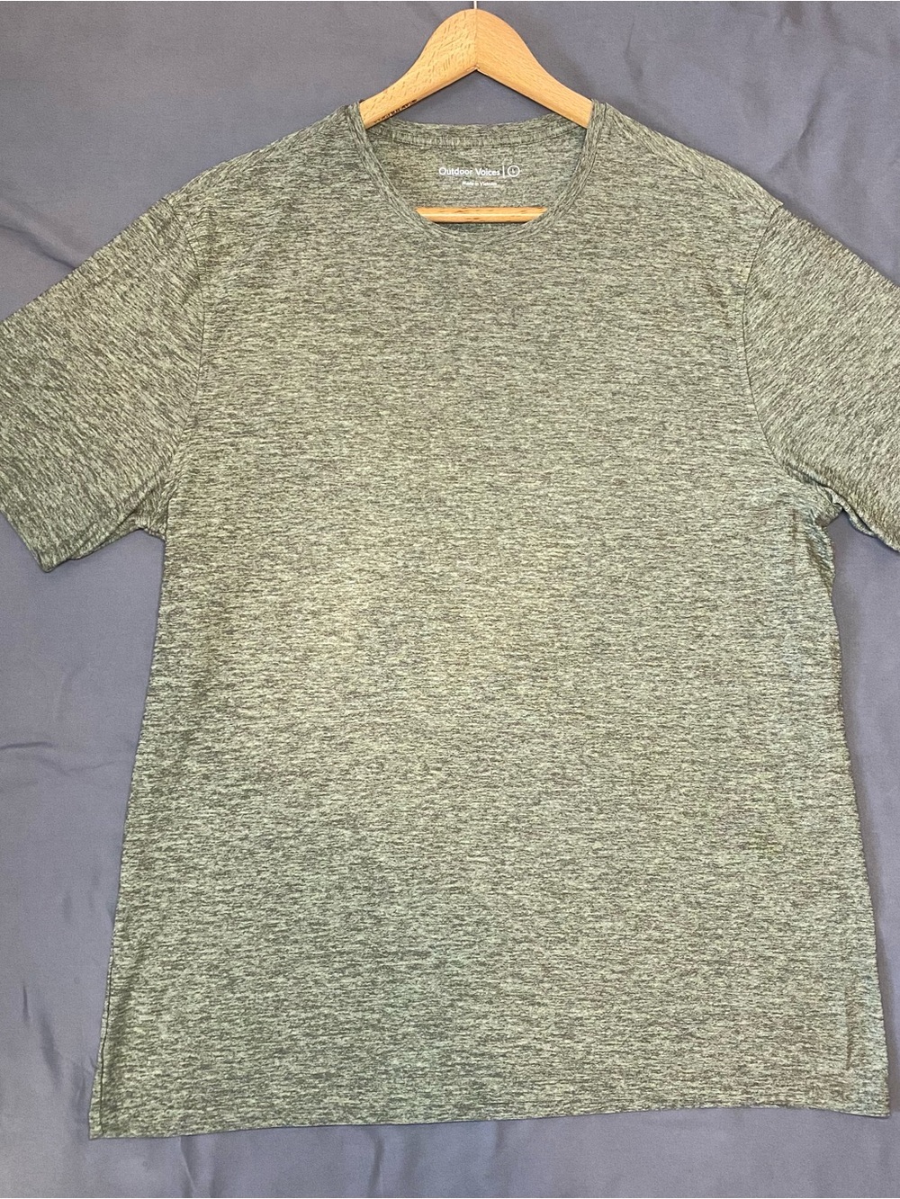 Outdoor Voices T-Shirt Men’s L Green Heather Active Athletic Crew Performance